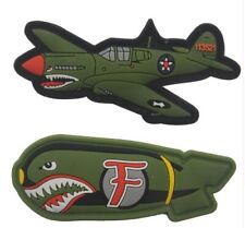 2Pcs 3D Pvc Shark Bullet Fighter 113521 Tactical Rubber Hook Patch Badge Forest picture