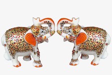 6 Inch Gold Pleated Marble Elephant Statue Art Sculpture Gifts and Home decor picture