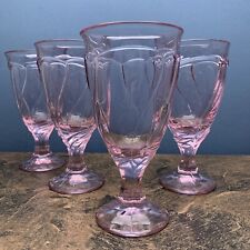 Set of 4 Pink Noritake Sweet Swirl Crystal Water Goblets/Glasses EUC 7-3/8