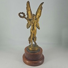 Vintage winged Angel Victory Gilt Bronze Finish statue on wood base Ash-Craft picture