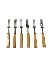 Vtg WR Humphreys & Co Sheffield England Dessert Forks Set of 6 Faux Bone Handles picture