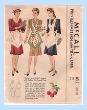 McCall 1012: 1940s Rare Maids Apron with Cap Collar Cuffs Vintage Sewing Pattern picture