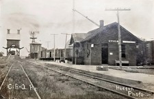 Utica NE Nebraska C B & Q Railway Depot WOB Hudson RPPC Photo Postcard COPY picture