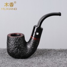 Sandblasted Pipe Briar Wooden Tobacco Pipe 9mm Curved Stem Handmade Smoking Pipe picture