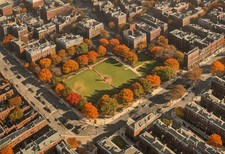 Boston Common Bird's-Eye View Autumn 1890s - Antique Wall Art Print picture