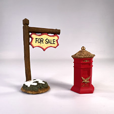 Vtg Lefton Colonial Village Mailbox & For Sale Sign (1994) Christmas 01390 01392 picture