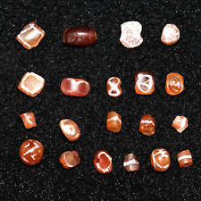 20 Ancient Longevity Etched Carnelian Beads in good Condition over 2000 Year Old picture
