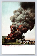 Burning Oil Tank 35k Barrels Lightning Strike Bradford Penn PA UDB Postcard picture