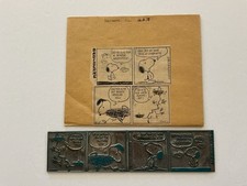 VTG 1978 Peanuts Snoopy Metal Printing Plate & Paper Comic Proof Sheet RARE picture