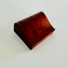 Vintage Burl Wood Trinket Box Handcrafted Jewelry Keepsake Box Unique Wave Lid picture