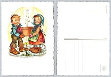 Vintage Korsch Verlag Hanitsch Art Postcard Children with Potted Flower West picture