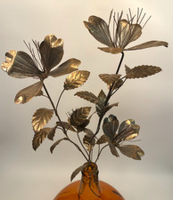 TWO Vintage 50s BRASS PRIMROSE FLOWER STEMS Tall 28