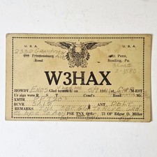 Vintage 1941 Pre WWII Reading PA Dx QSL Card Eagle US Defense 1c Stamp Postcard picture