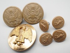 WWII 1942-1944 WAC Women's Army Corps Walking Eagle Enlisted Hat Badge & Buttons picture