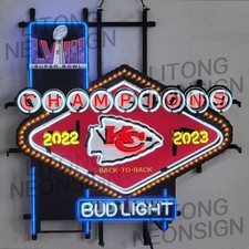 US STOCK Kansas City Sport Chiefs Champions LED Beer Neon Sign With Dimmer 24x24 picture