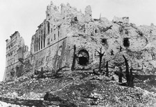 The ruins of Abbey of Monte Cassino in Cassino Italy during World - Old Photo picture