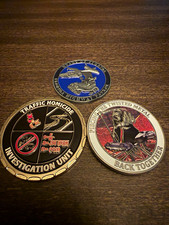 Lot of 3 Police Challenge Coins Traffic Homicide Investigations picture