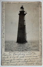 1905 MA Postcard Boston Harbor Massachusetts Minot's Ledge Light lighthouse picture