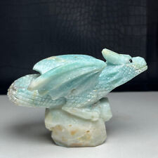 383g Natural Crystal Mineral Specimen. Amazon Stone. Hand-carved Fly Dragon.ZE picture
