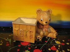 Ceramic Teddy Bear with Toybox Figurine Mini Planter Vase picture