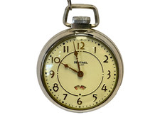 VINTAGE INGRAHAM SENTINEL CLICK SECOMETER SECONDS POCKET WATCH IN BOX picture