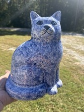 vintage blue and white ceramic Cat  picture