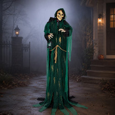 Halloween 7Ft Grim Reaper Animated Light up Eyes Sound-Activated Spooky Scary De picture