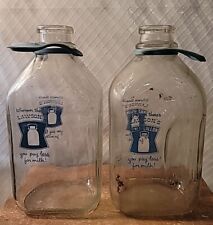 Vintage Lawson's Half Gallon Glass Milk Jug with Blue Letters picture