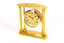 Vintage SEIKO Alarm Desk Clock Quartz Pillars Gold Tone SEIKO QHE101GLH picture