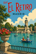 El Retiro Madrid Spain Poster 13x19 – Vintage Travel Art Parque del Retiro Lake picture