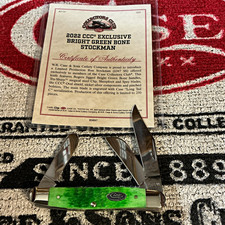 Case Collectors Club 2022 CCC Exclusive 6347 SS Bright Green Bone Stockman picture
