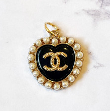 Designer Pearl Heart Black Gold CC Zipperpull | set of 1 | 22mm picture
