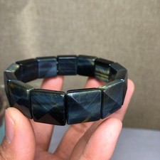 Rare Natural blue yellow tiger eye Crystal chain aspect beads bracelet 49g A3105 picture