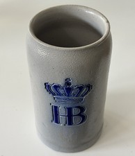 Hofbräuhaus HB Beer Stein 1L German Stoneware Mug Salt Glaze Made In Germany Bar picture
