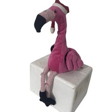 Dan Dee Singing Flamingo Macarena Christmas Animated Santa Hat Plush WORKS Video picture