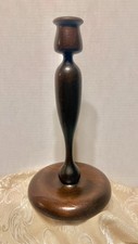 Beautiful Vintage MCM 1940’s Primitive Tulips Genuine Wood Candlestick Holder picture
