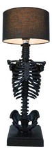 Gothic Ossuary Black Skeleton Rib Cage Torso Human Anatomy Table Lamp With Shade picture