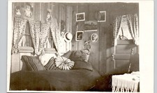 ANTIQUE BEDROOM INTERIOR c1910 postcard historic house real photo rppc picture