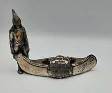 Antique Kropp Metal Riverview Park Chicago Souvenir Native American Canoe Pin... picture