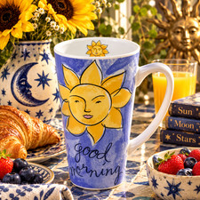 Vtg 90s Julia Anderson Good Morning Sun Mug Signature Housewares Celestial 14oz picture