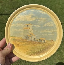 Vintage Saskatchewan Wheat Pool Grain Elevator Ceramic Plate McTaggart J Vining picture