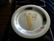 Solid Sterling Silver 925 plate Resurrection plate 335.7g with 24KT Gold overlay picture