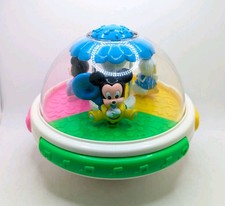 Vtg Disney Mickey Mouse Minnie Donald Spinning Light Up Roly Poly Toy Tested 90s picture