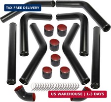8PCS Universal 2.5 Inch Aluminum Intercooler Piping U-Pipe Black Kit & T-Bolt Cl picture