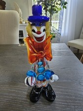 RARE Vintage Murano multicolor 10-inch collectable glass clown picture