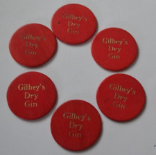 Vintage Gibley's Dry Gin Lot of 6 Poker Chips Red Advertising picture