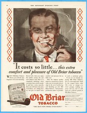 1928 Old Briar Tobacco Vintage Print Ad Man Smoking Pipe CC Beall Richmond VA picture