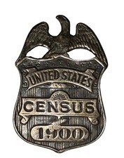RARE Antique .925 Sterling Silver 1900 Census Government Official Badge Pin picture