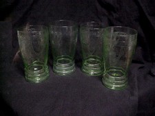 Vtg. Federal Glass Co. Georgian Lovebirds Green Uranium Tumblers 5.25”  Scarce picture