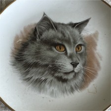 Main Street Studios Cat Collector Plate Gray Cat Portrait Porcelain picture